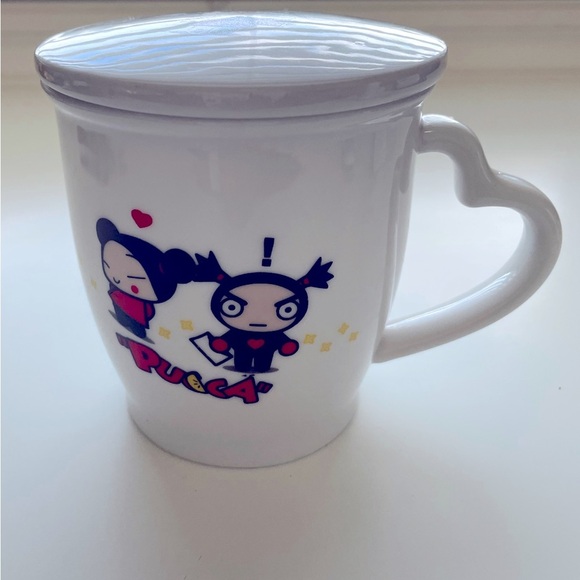 PUCCA Coffee Tea Ceramic Mug Cup with Lid and heart shape handle - NWOT - Picture 5 of 11